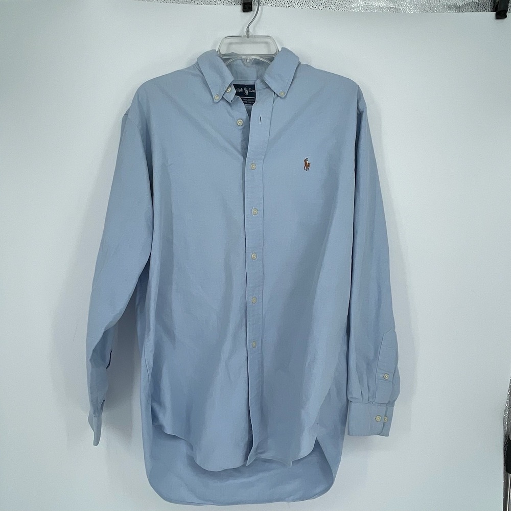 Ralph Lauren Men's Blue Long Sleeve Oxford Button Down‎ Dress Shirt Size 15.5